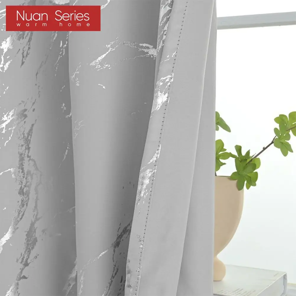 

1PC Nuan Series Silver Foil Printed Drapes Curtains for French Doors Bedroom