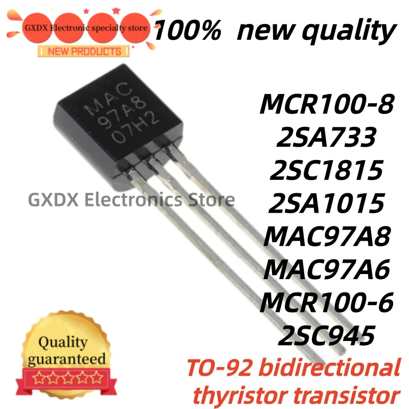 50pcs 100% New Quality MCR100-8 C1815 A1015 A733 C945 MAC97A6 2SC1815 2SA1015 2SA733 MCR100-6 MAC97A8 2SC945 TO-92 Transistor