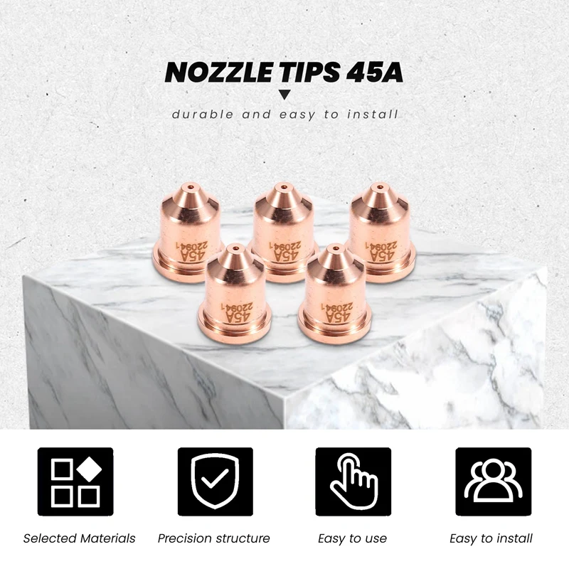 ABHG 5Pcs 220941 Nozzle Tips 45A Fit For Powermax 45XP/65/85/105 Plasma Cutting Torch Consumables