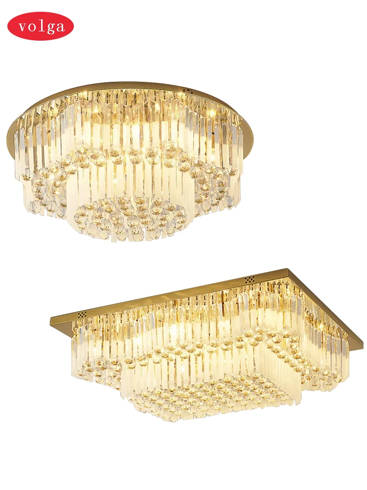 Gold Crystal Ceiling Lamp Modern 2024 Home Decor Ceiling Lights Luxury Plafones Led Para Techo Lustres for Living Room