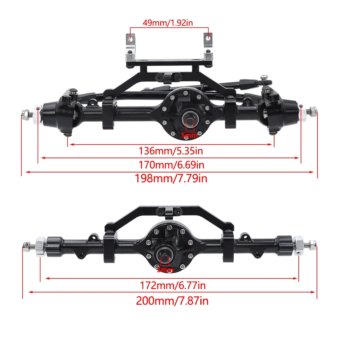 D90 CNC Aluminum Alloy Front Rear Axle Complete Set For 1/10 RC Crawler RC4WD Gelande II TF2 D110 Yota II Straight Axels