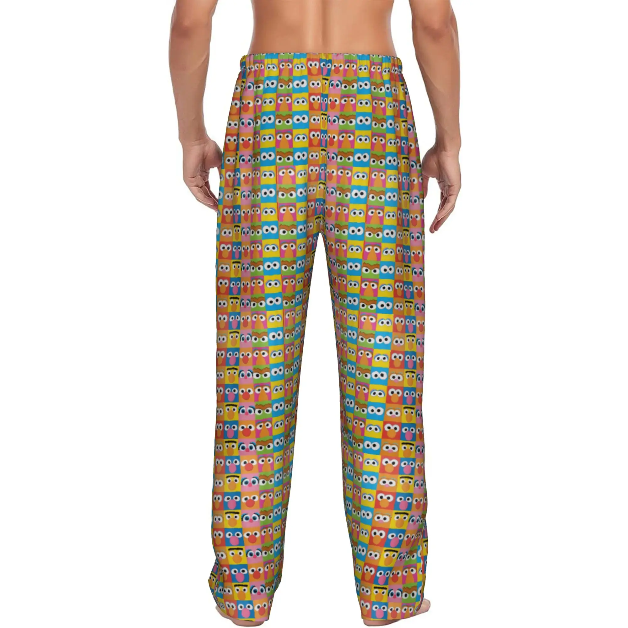 Custom Print Cookies Anime Monsters  Pajama Pants Men Elmo Cartoons Sleep Sleepwear Bottoms with Pockets