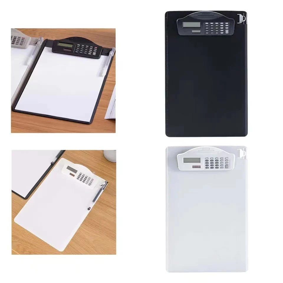 

Plastic Clipboard Strong with Solar Charging Calculator Pen Holder Hangable Clip Board for Business Meeting Hospital