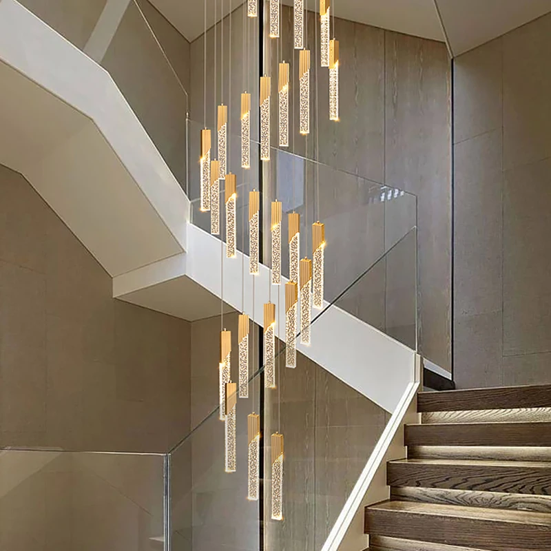 

Скандинавские минималистичные хрустальные люстры, лестничные люстры, вращающиеся минималистичные хрустальные люстры с двойным полом и одной буквой
