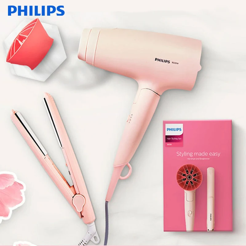 

Philips New 3000 Series Hair Dryer Straight Curl Dual Wand High Power Constant Temperature Hair Care Curling Combination Set