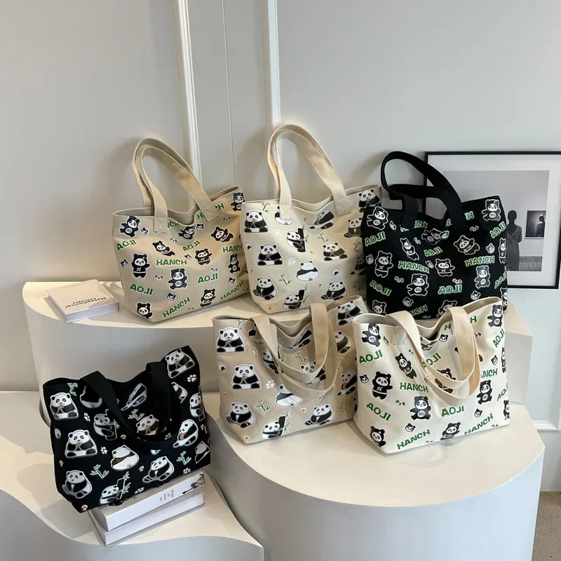 New Large-capacity Shoulder Bag Female Panda Handbag Daily Commuter Shopping Bag Cute Bear Tote Bag