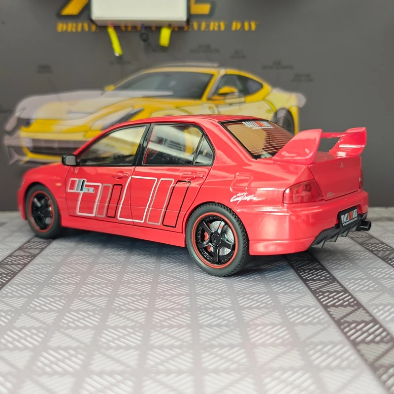 Modelo de aleación de coche de rally Mitsubishi EVO de 9ª generación a escala 1:24, puertas y capó del motor se pueden abrir.