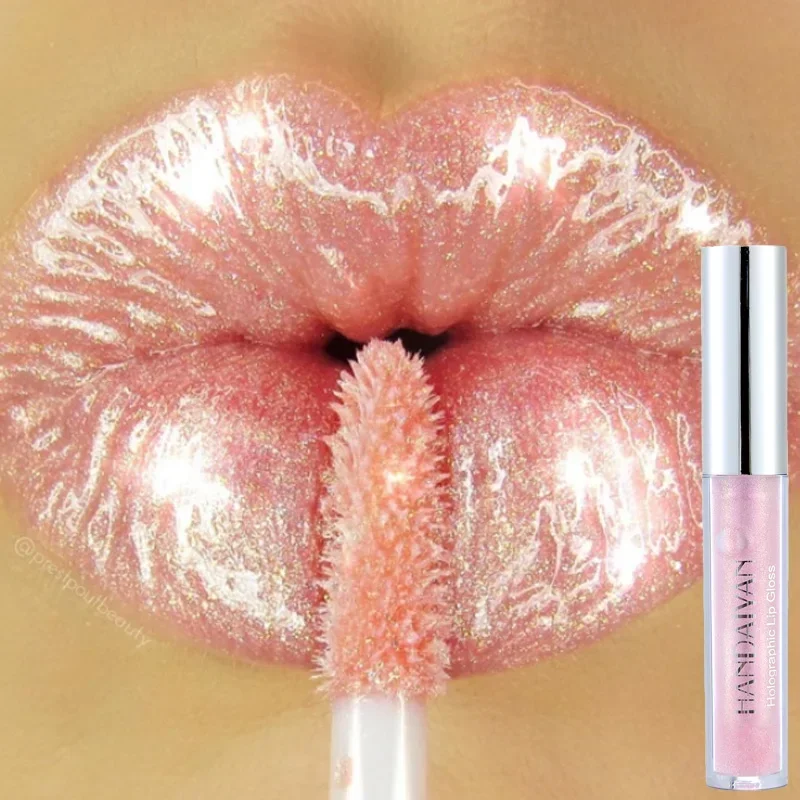 6 Colors Holographic Lip Gloss Makeup Lipstick Pearlescent Mermaid Polarized Lip Tint Waterproof Long Lasting Shiny Lips Makeup