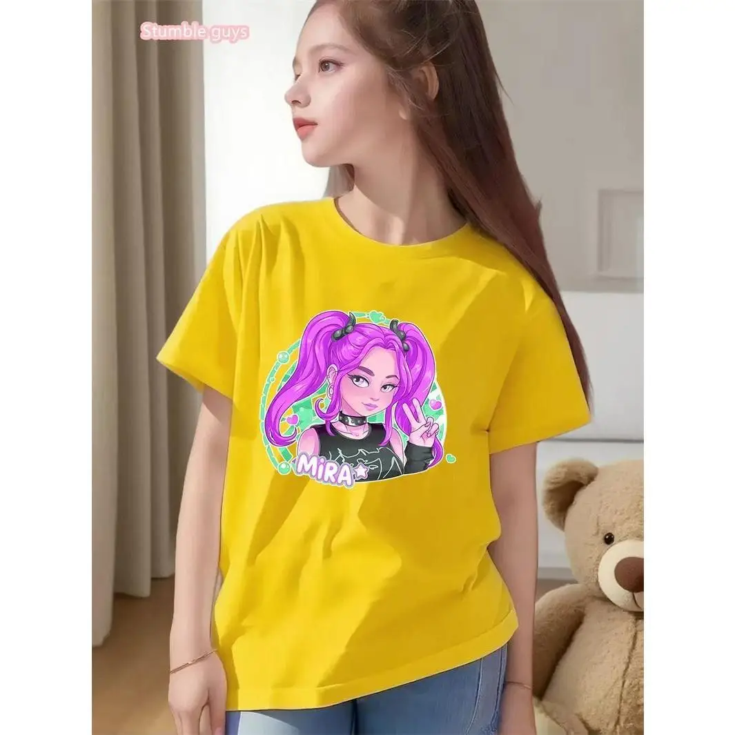 Mädchen Anime K-Pop Themen-T-Shirt 2026 Sommer-Stil Niedlicher Grafikdruck Kurzarm Weich Bequem Anime-Kleidung Kinder-T-Shirt – Detail 5