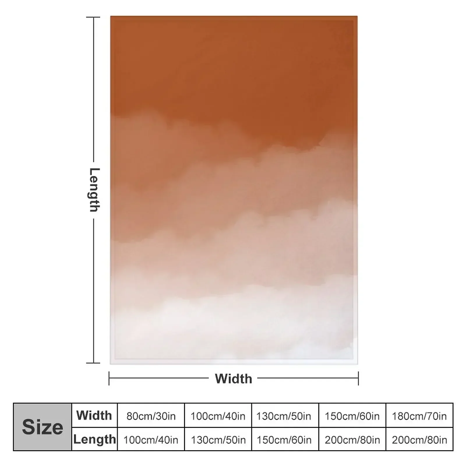Burnt Orange Watercolor Ombre (burnt orange/white) Throw Blanket Plaid Luxury Winter beds Furrys Polar Blankets