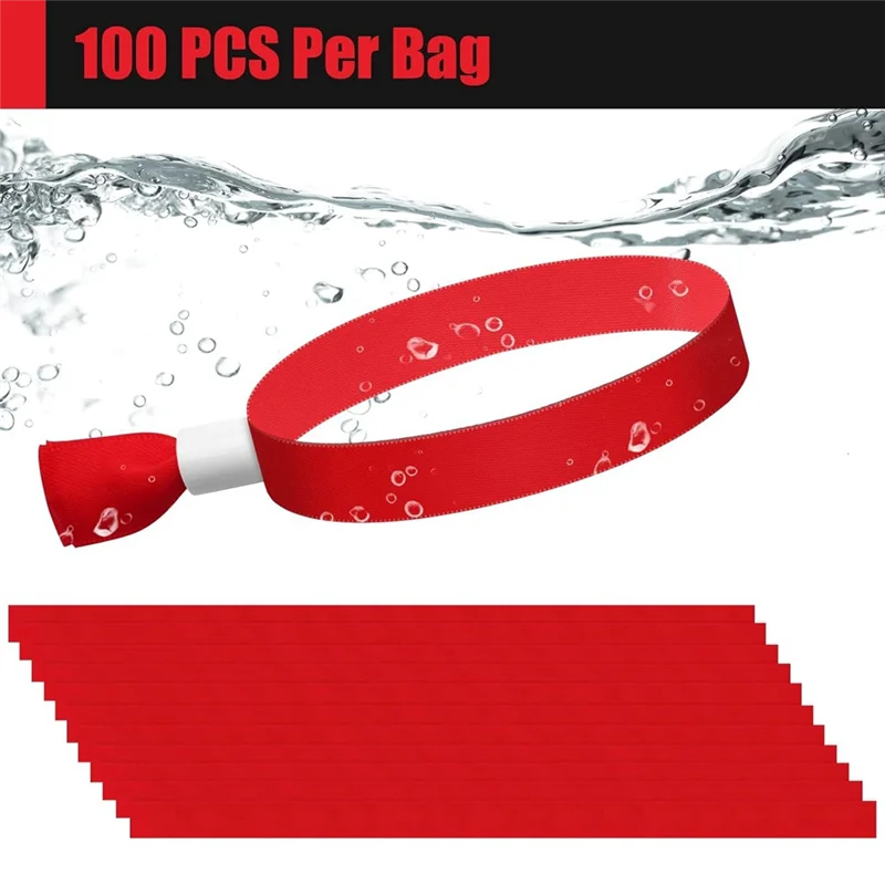 APPLIA-100 Pcs Cloth Event Wristbands Colored Wrist Bands For Events, For Lightweight Concert Wrist Strap (Red)