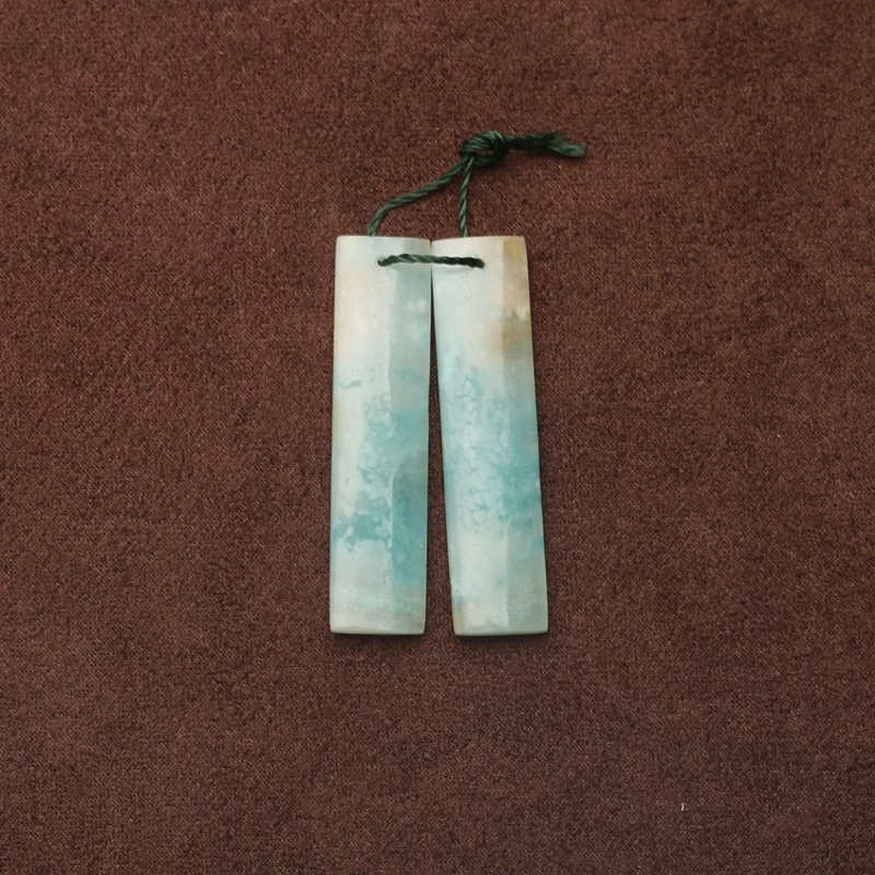 

Натуральный амазонит, прямоугольные серьги, бусины из драгоценных камней, образцы для изготовления ювелирных изделий, 42x10x4 мм, 6,3 г