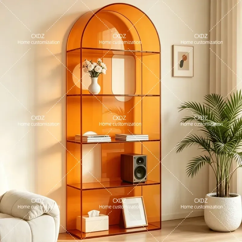 Acrylic Floor to Ceiling Multi Layer Display Stand Creative Wall Bookcase for Living Room Nordic Style Figure Storage Shelf