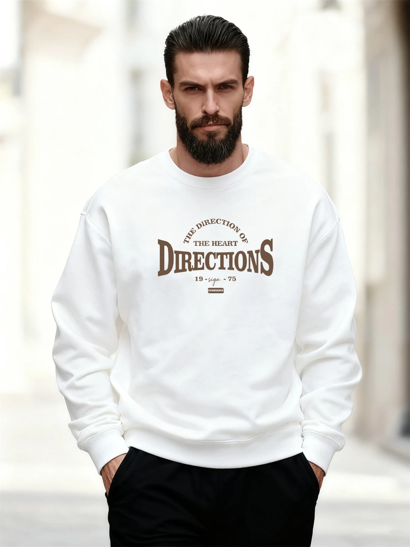 

THE HEART OF DIRECTIONS толстовки с графическим текстом в стиле ретро, мужские толстовки с круглым вырезом, осень-зима, винтажный повседневный дышащий свободный пуловер