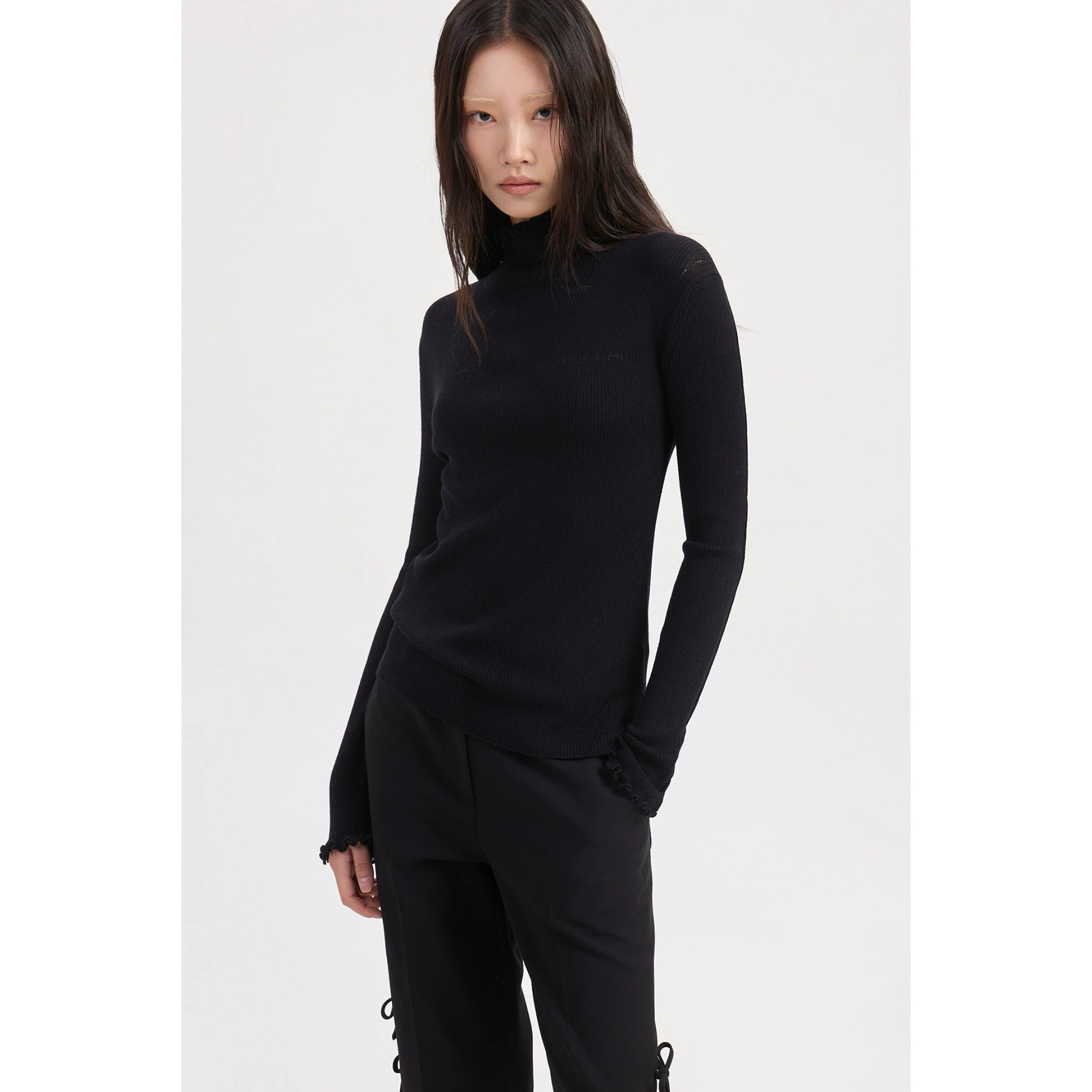 

Lemon Cheese High Quali Зимний облегающий шерстяной базовый топ с высоким воротником и цветочным принтом, женский вязаный топ Long Sve