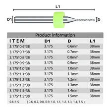 Mini CNC Drill Bits Set 10pcs 0.6-1.5mm #2
