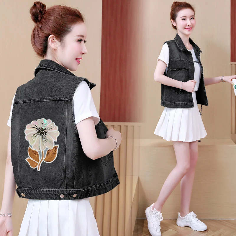 

Весенне-осенний корейский жилет из джинсовой ткани для женщин, летний тонкий жилет-безрукавка