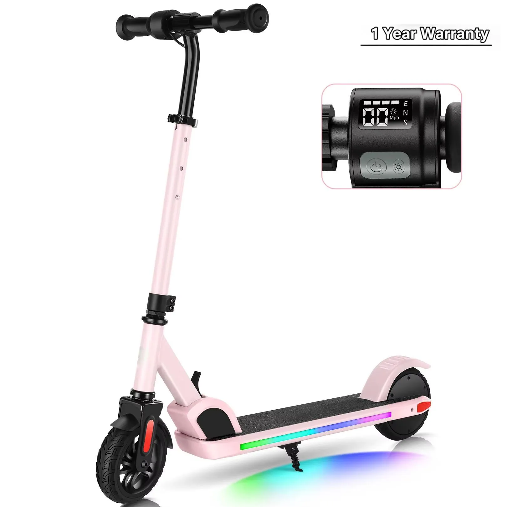 سكوتر كهربائي للأطفال الذين تتراوح أعمارهم بين 6-12 150 واط محرك ضوء ملون قابل للتعديل الارتفاع والسرعة شاشة LED قابلة للطي سكوتر كهربائي للأطفال #1