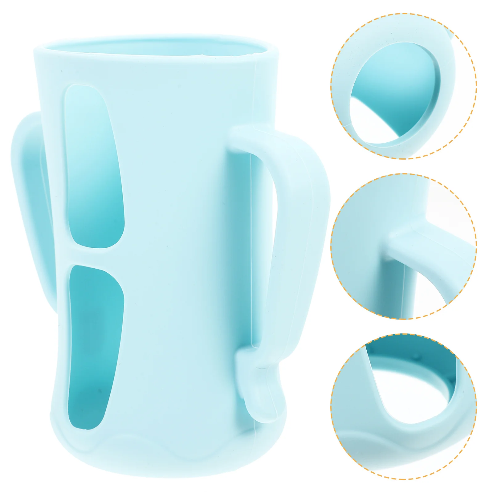 

1pc Silicone Baby Bottle Protector Wide Mouth Cover Milk Feeding Case Anti Scald Sleeve Cartoon Handle Design For Kids Bottle