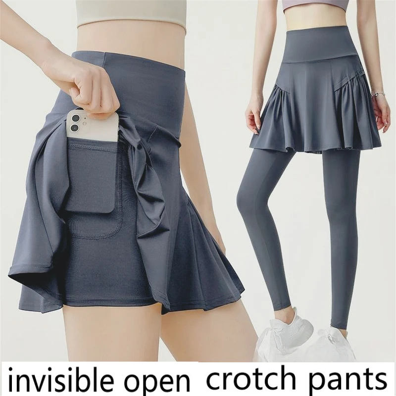 

Брюки с невидимой промежностью, шорты для бега, антилегкие спортивные штаны для йоги, летние брюки-кюлоты, полностью открытые, для свиданий пар, удобные