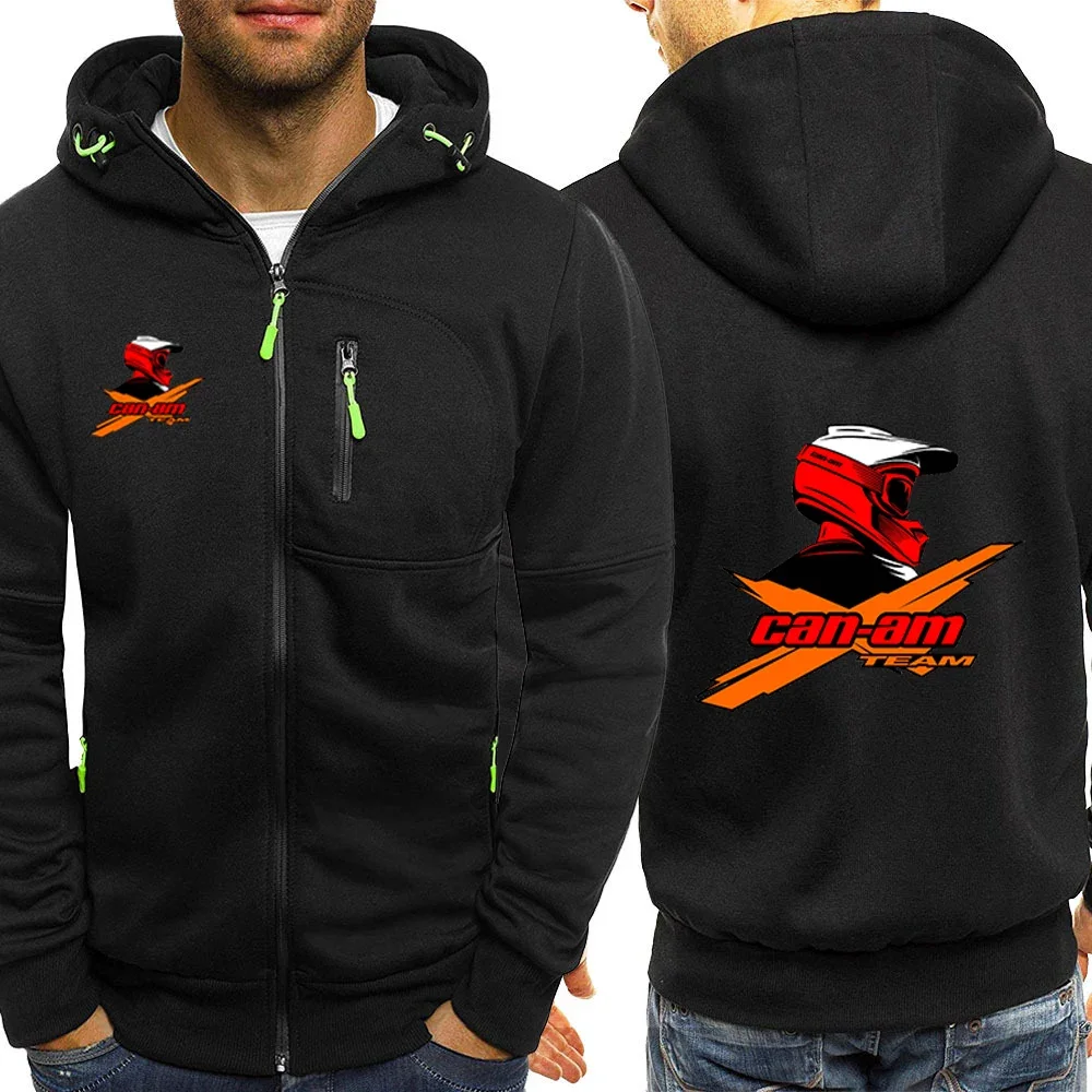 

2024 Spring Autumn New Men's Can Am Team Spyder Motorcycles Logo Print Fashion High Quality Cotton Popular Zipper Hooded Hoodies