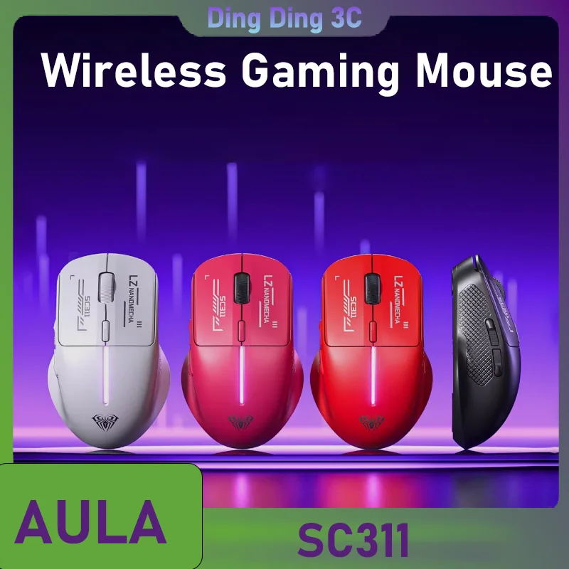 AULA SC311 Tri-Mode Wireless Gaming Mouse 10000DPI 500mAh Ergonomic Design Grip/ Palm grip/ Finger grip 76g Weight