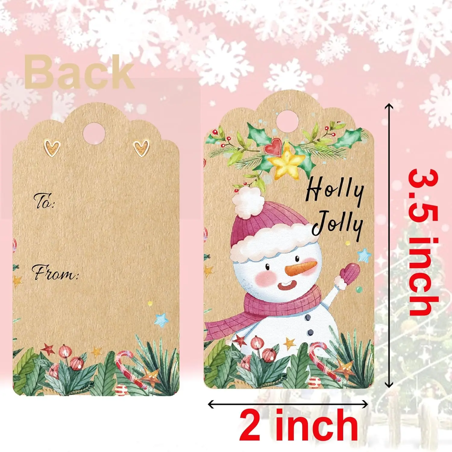 Christmas Paper Gift Tags Holiday Hang Name Label with String 64Pcs Christmas Santa Tree Card for Xmas Holiday Decor 2x3.5Inch