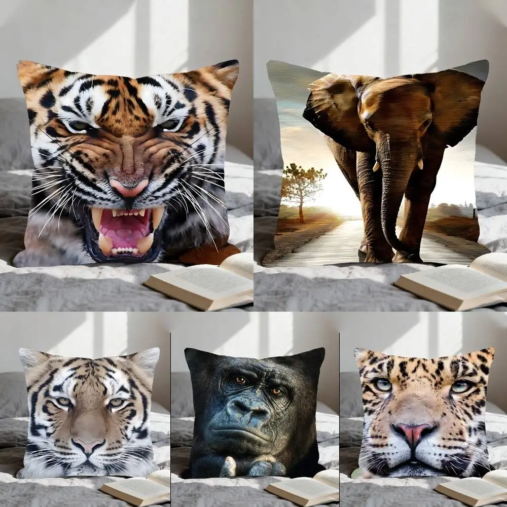 Animal World Tiger Lion Pattern Pillow Case Throw Pillow Cover Nordic Cushion Covers Home Living Room Sofa Couch Seat Decor