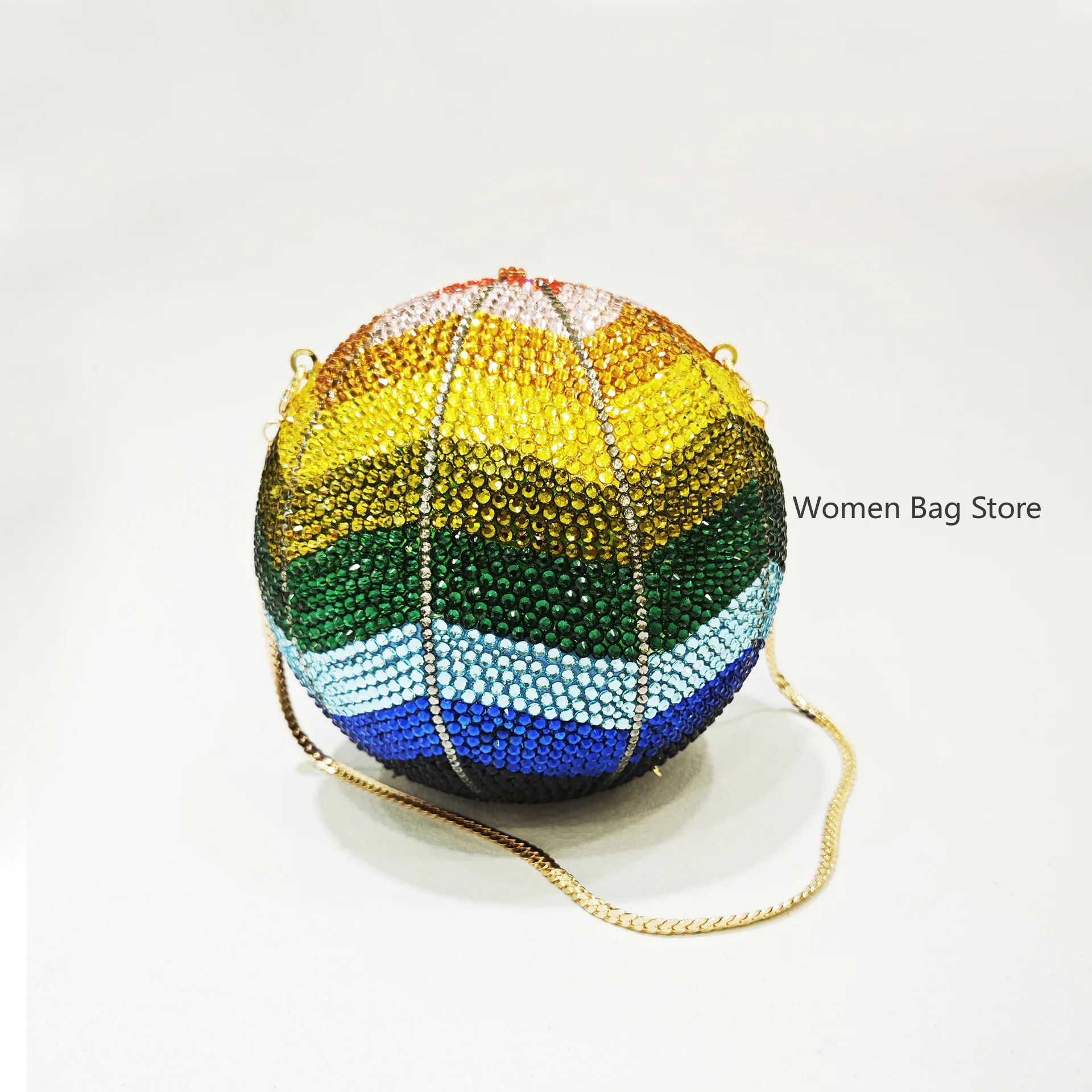 Jewelry  Air Balloon Shaped Diamond Evening Bags Women Designer Unique Circular Rhinestone Evening Purses and Handbags