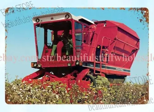 1978 International 782 two-row Case IH Cotton Harvesters metal tin sign wall art