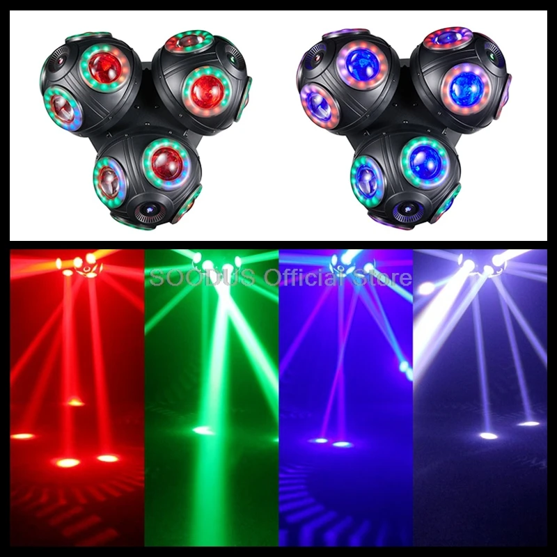 180W Shaking Head Led Light Ball Rotating Head Disco Strobe Lamp with DMX Controlled Professional RGB Beam+Spot Strobe Dj Lights