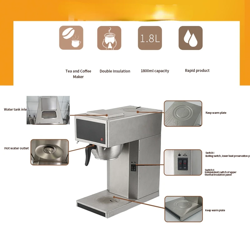 Coffee Machine Maker Roaster Boiling Dry Protection Semi-automatic Tea Hot Drink Making Machine