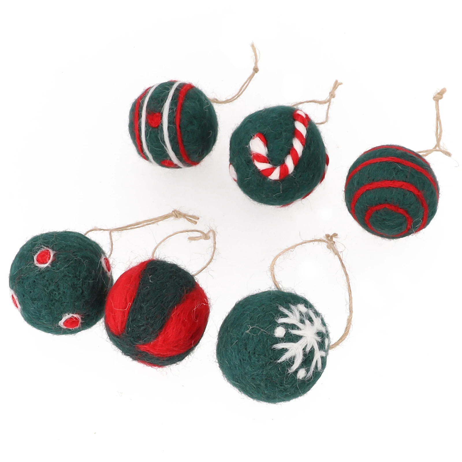 

6/36PCS Christmas Tree Decorations Balls Wool Felt Circle Christmas Tree Pattern Snowflake DIY Wool Ball Ball Pendant Party