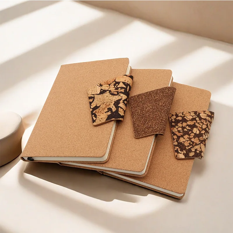 New coffee grounds cork buckle writing smooth notebook A5 Business Gift Notepad set can print logo moisture-proof