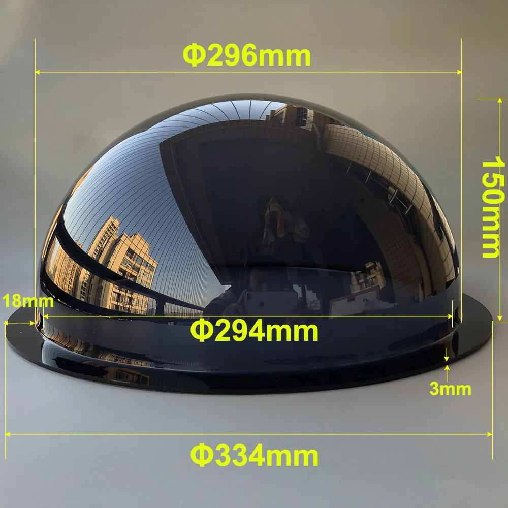 11.65 Inch Big Size Smoked Dark Gray Color Waterproof Dome Glass CCTV Globe Acrylic Plexiglass Protective Cover 296mm Diameter