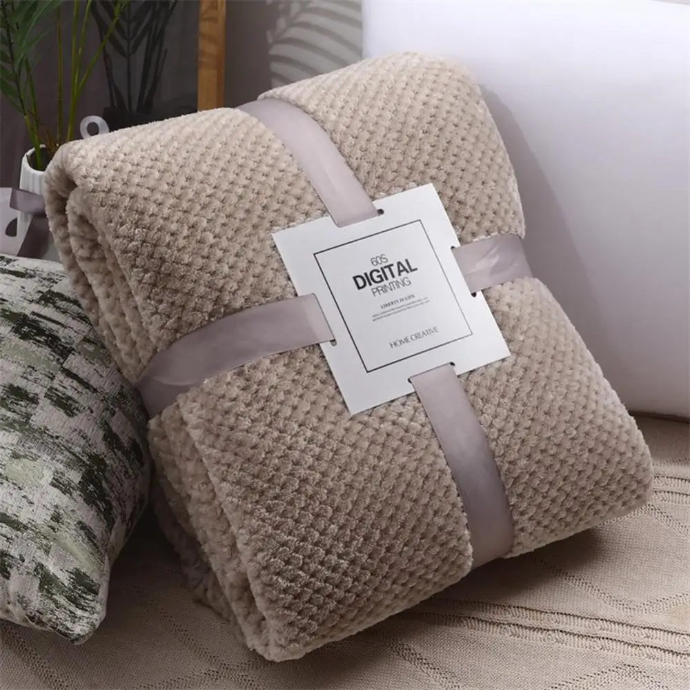 Winter Warm Mesh Pineapple Grid Soft Flannel Bed Sofa Carpet Conditioner Blanket