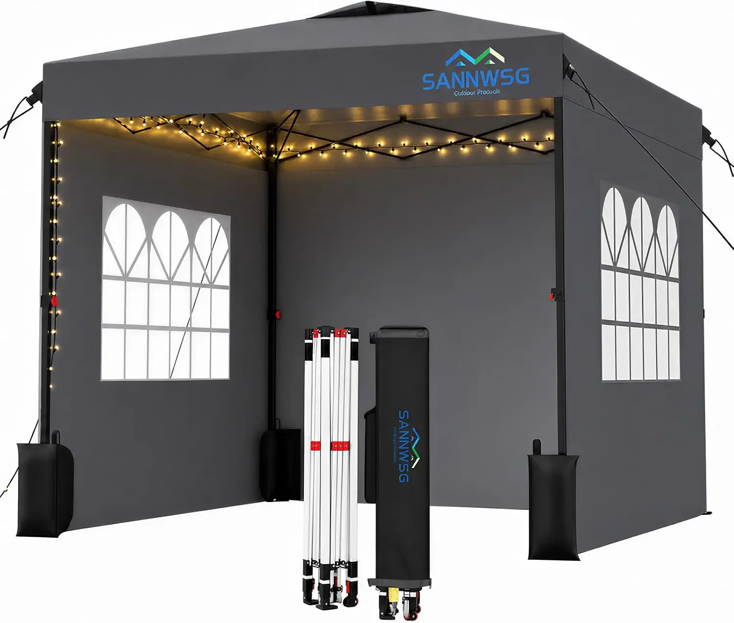 10X10 Pop Up Canopy Tent with 3 Sidewalls,Easy Up Canopy,Commercial Instant Shelter,Heavy Duty One Person Set Up Event Tent,Gray
