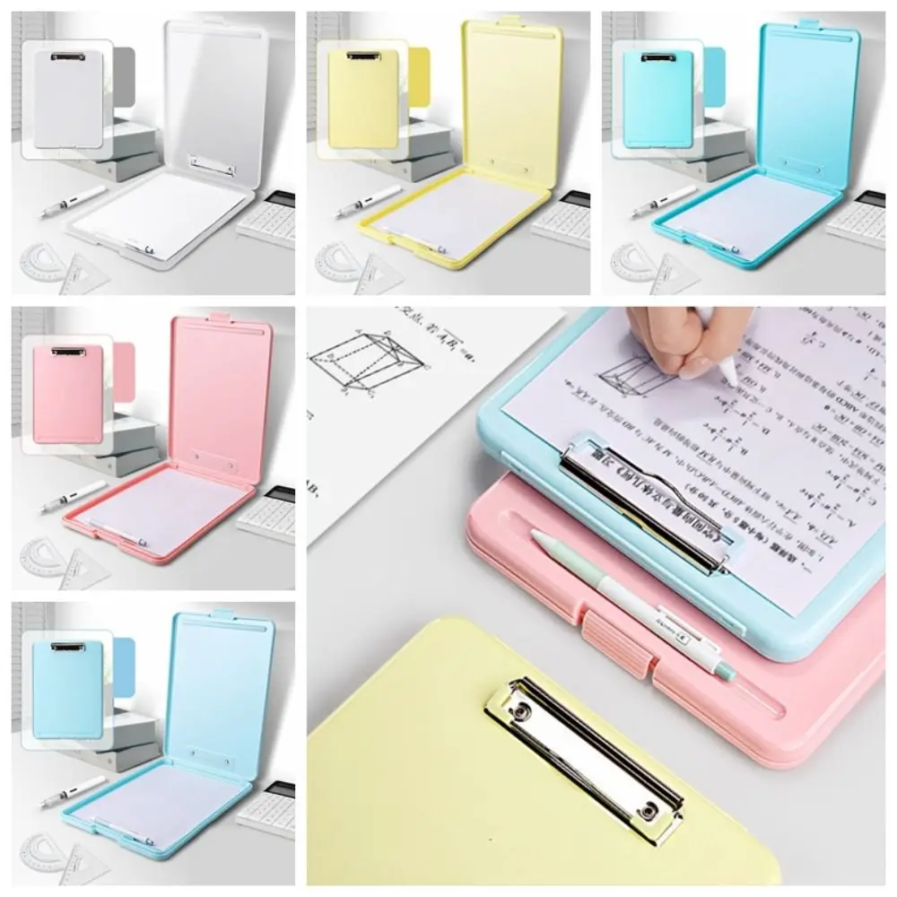 Grande capacidade impermeável Memo Clip Board, pasta de plástico, Clipboard Box Case, organizador de armazenamento para estudante, A4