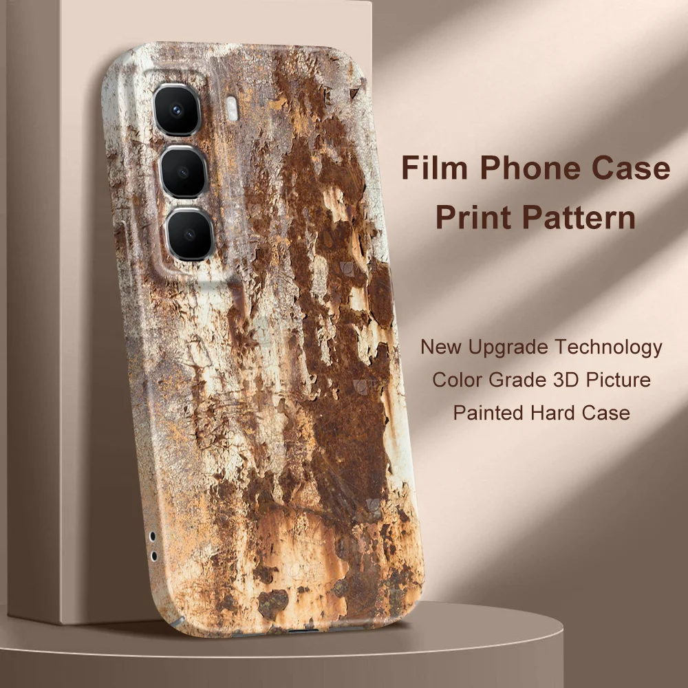 Capa de Telefone Rust para Infinix Hot 60 60I 40 30I 12 10 Note 50 30 Pro Plus Play Smart 20 9 8 7 6 4G 5G, Capa Dura com Película