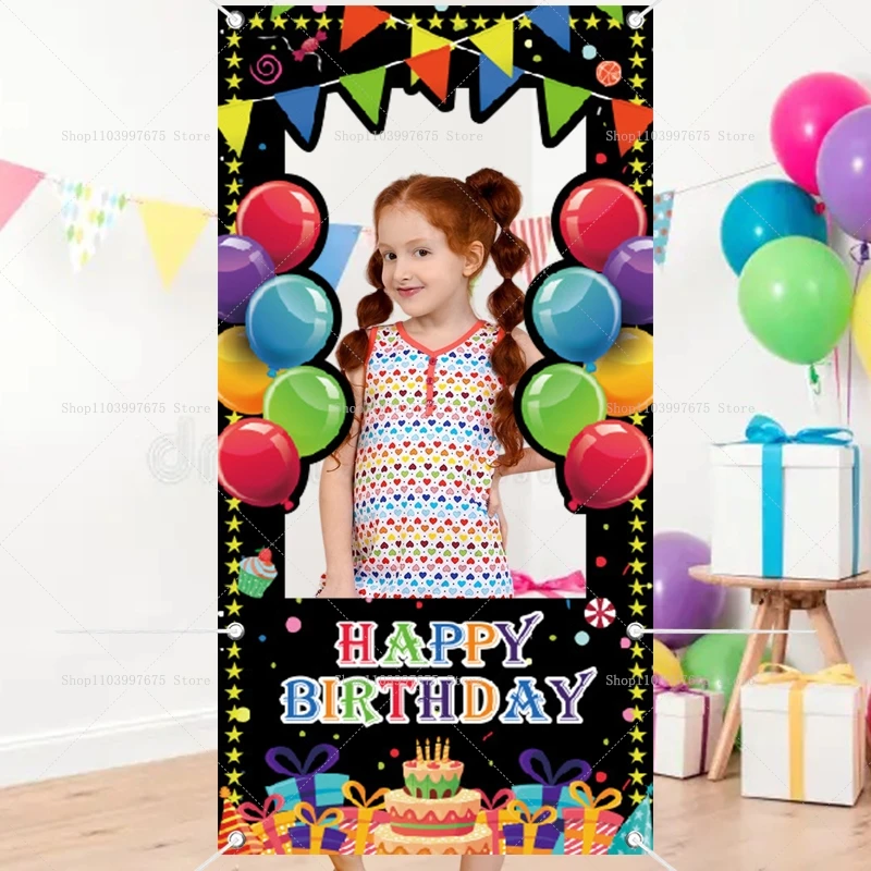 Alles Gute zum Geburtstag Ballon Geschenk Foto Requisiten Rahmen Hintergrund Kinder Geburtstag Dekoration Schießen Hintergrund Requisiten Party Supplies Gefälligkeiten