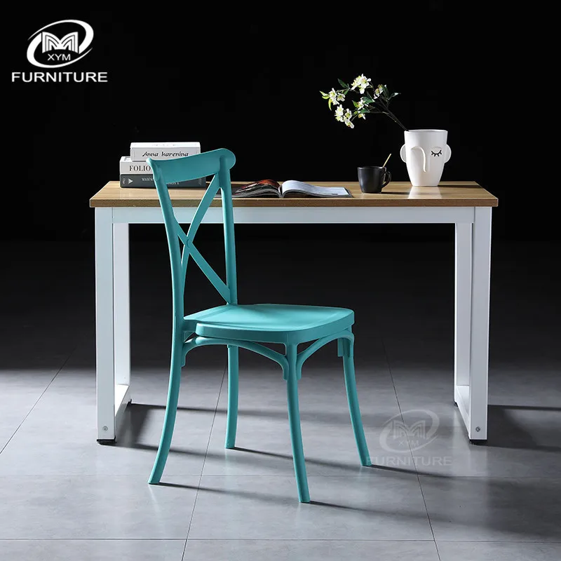 Restaurant bar back plastic lounge chair, stackable outdoor simple fork back chair