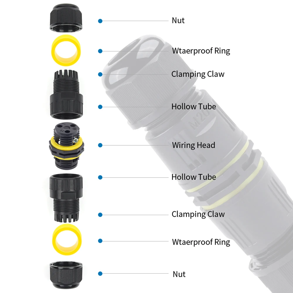 IP68 M16 Wasserdichten Stecker 2/3 Pin Schraube verdrahtung Terminal Adapter Für LED Licht Elektrische Draht Stecker Outdoor Anschlussdose