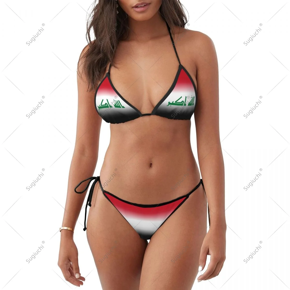 

Women Girls Bikini Iraq Flag Swimsuit Sets Three Point Beachwear Swimming Bathing Beach Party Suits Sexy Mujer