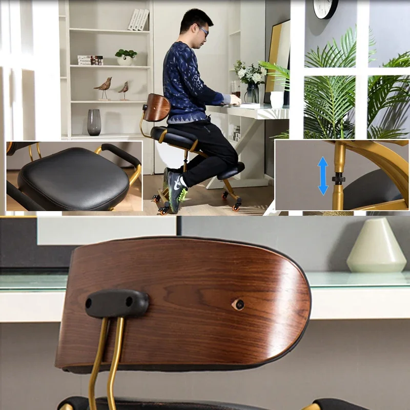 Computer Folding Writing Chair, Rotating Lifting Body Chair Ergonomic Kneeling Chair Correcting Sitting Backrest Home  Furniture