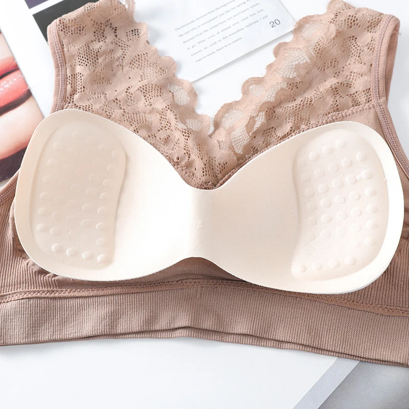 Women Sexy Lace Bra Seamless Wireless Push Up Running Sports Paded Bra Cozy Chest tube Top bralette Vest M-XXL