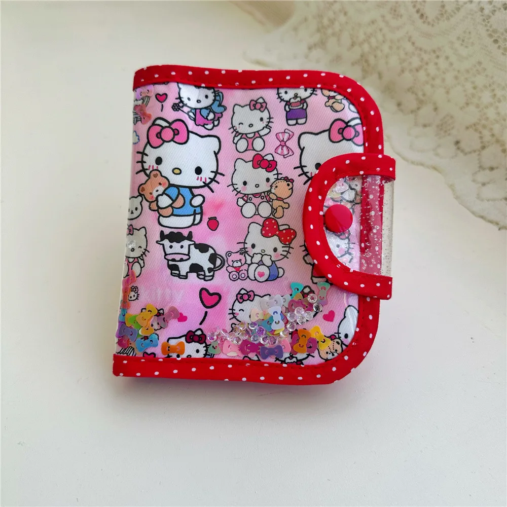 Sanrio Hello Kitty Cute Cartoon Kt Cat Colour Wallet Card Bag Kawaii Fold Coin Purse Lovely Periphery Adorkable Birthday Gift