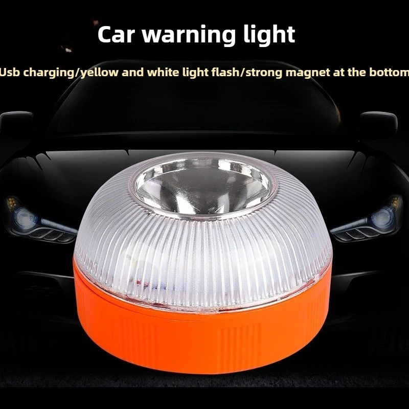 

For Auto Traffic Warning Light V16 Magnetic Sensor LED Round Emergency Beacon Multi-Function Road Safety Flashing Work Lamp