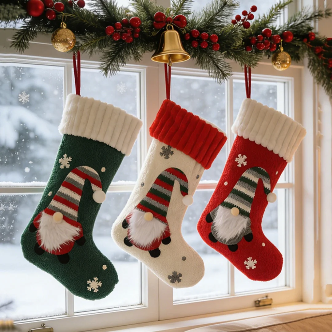 Holiday Stocking Multi Functional Christmas Stocking Kids Gift Bag Premium Knitted Christmas Stocking For Kids Christmas Retail