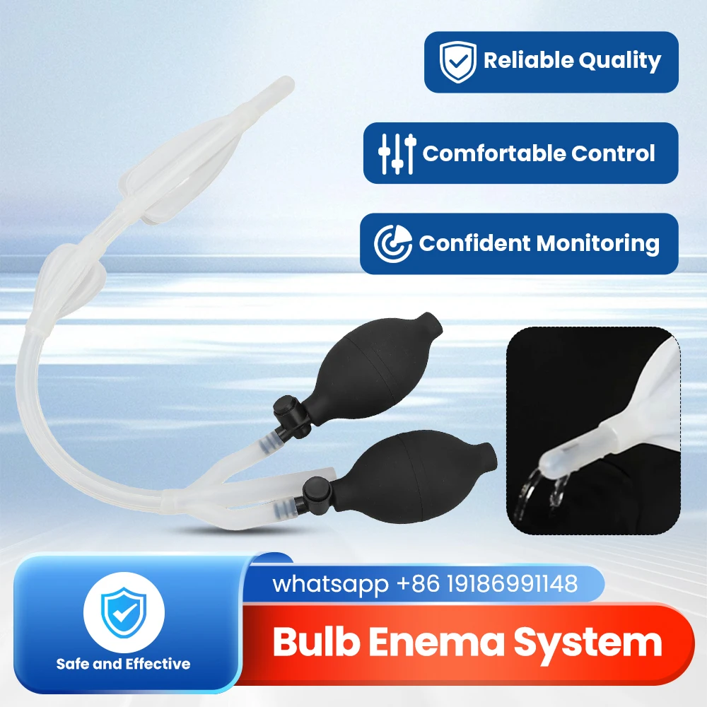 Bidet Silicone Enema Douche Bulb Dual Side Openings Elastic Inflatable Double Bulb Flushing System for Health Care