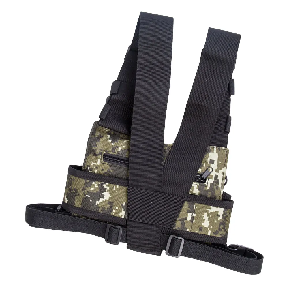 

Chest Bag 600D Nylon Outdoor Pack Radio Harness Front Pouch Breathable Holder Durable Scratch Resistant Suitable Running